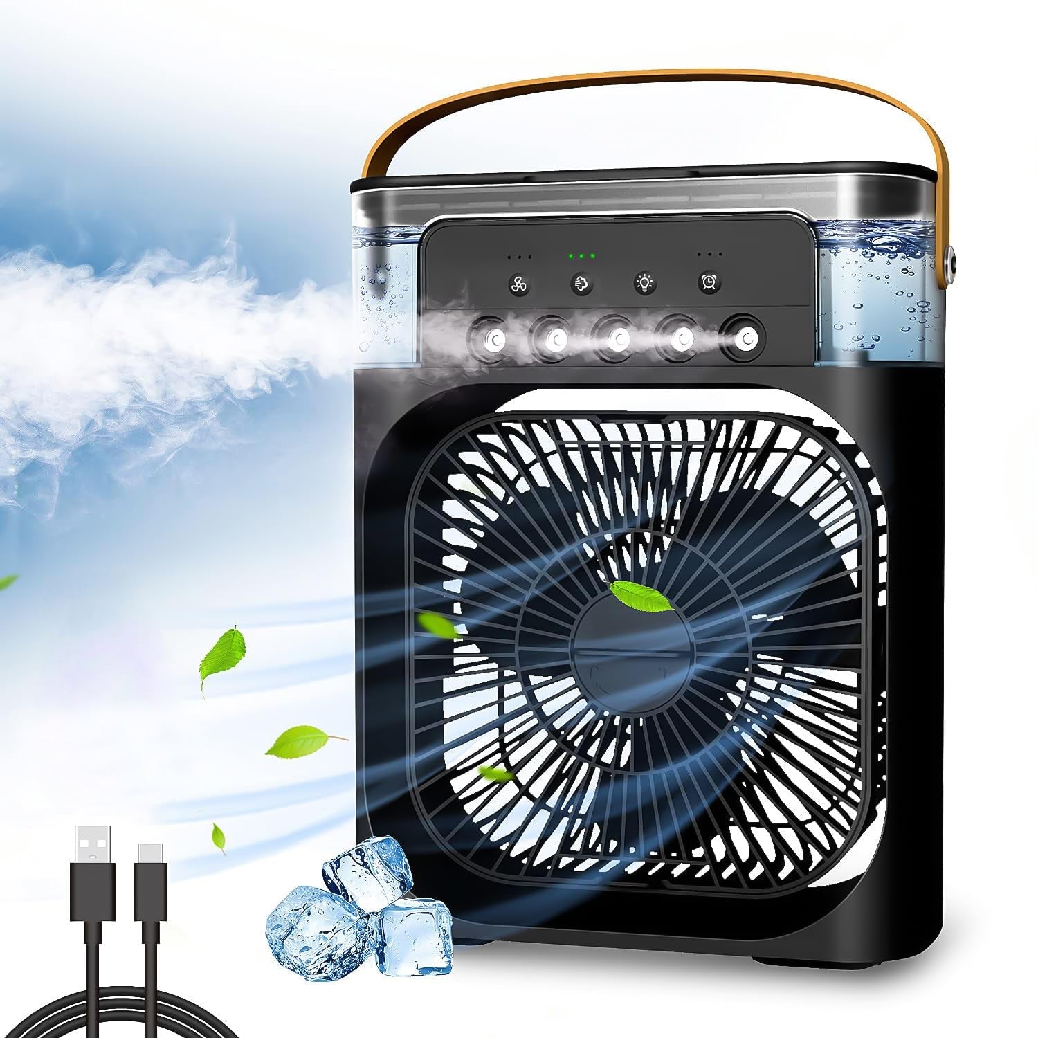 DeoDap Portable Air Cooler Fan with 7-Color Light â€“ Personal AC Fan - scale and size reference
