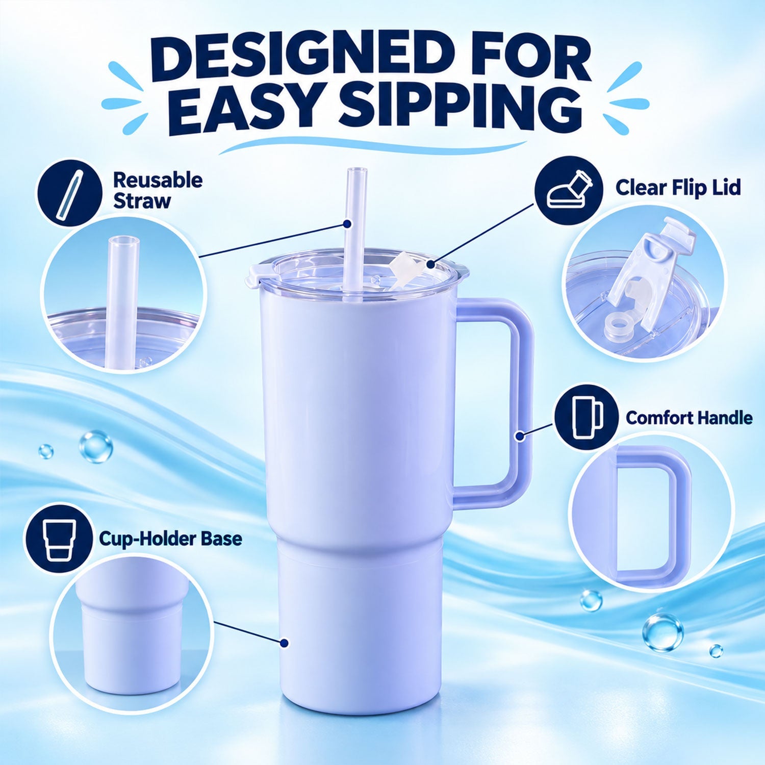 750 ml travel tumbler with straw in outdoor setting