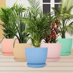 Round Plastic Flower Pot with Bottom Tray
