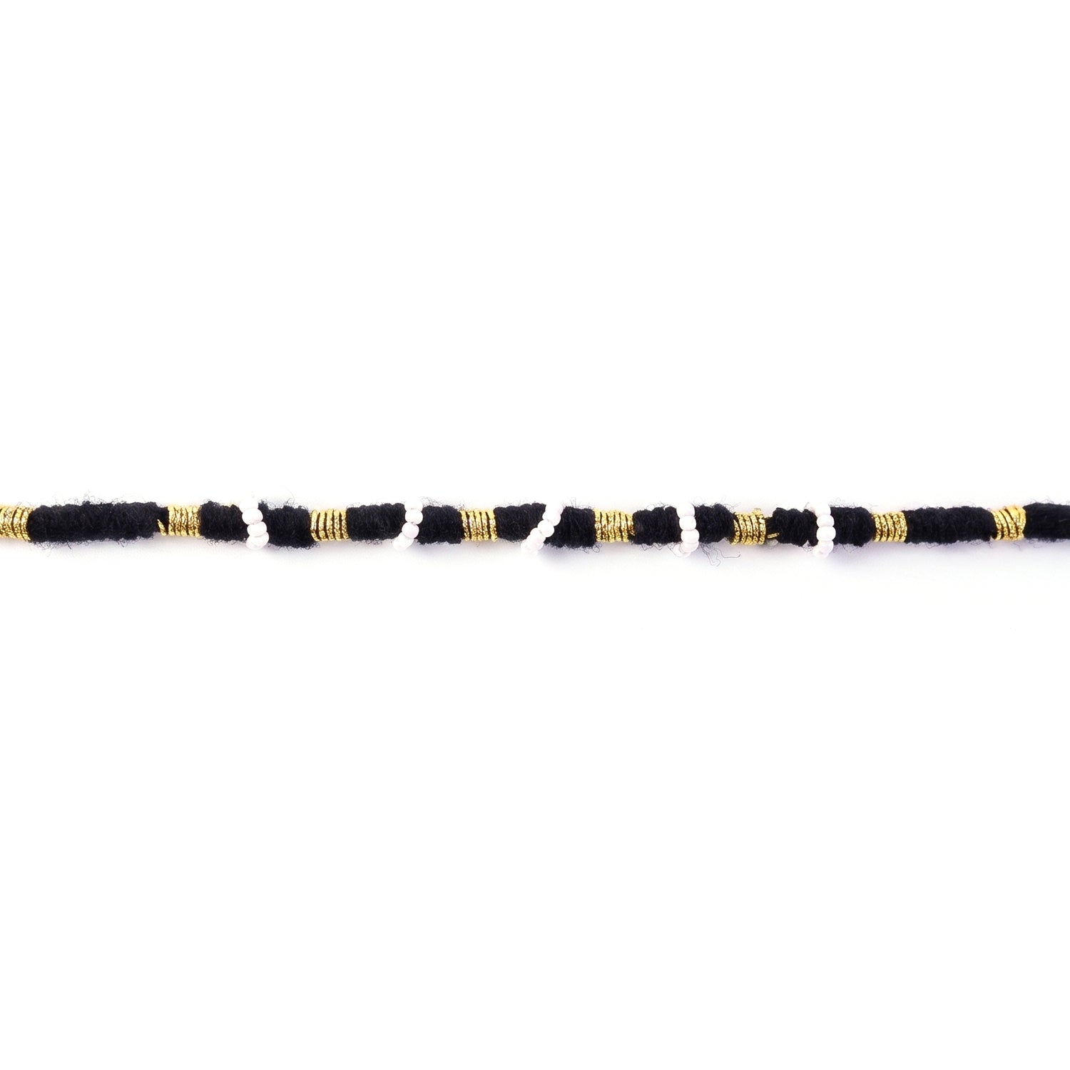 Handmade Black Bracelet Rakhi with White Beads (1 Pc)