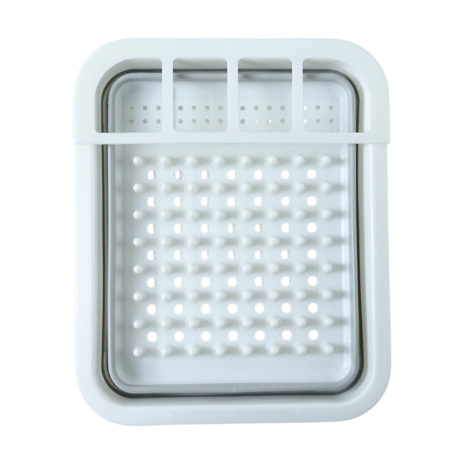 Plastic dish drying rack organizing plates and utensils