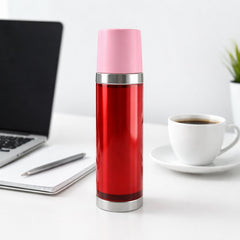 Thermal flask bottle suitable for hot and cold beverages showing detail