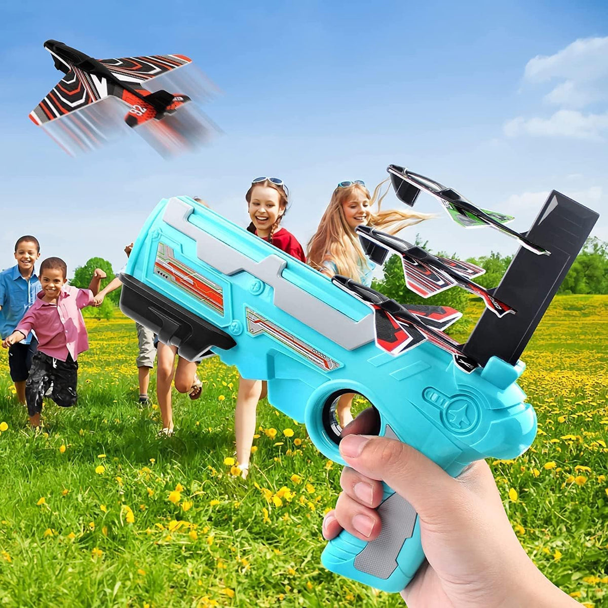 Airplane launcher toy with 5 foam planes