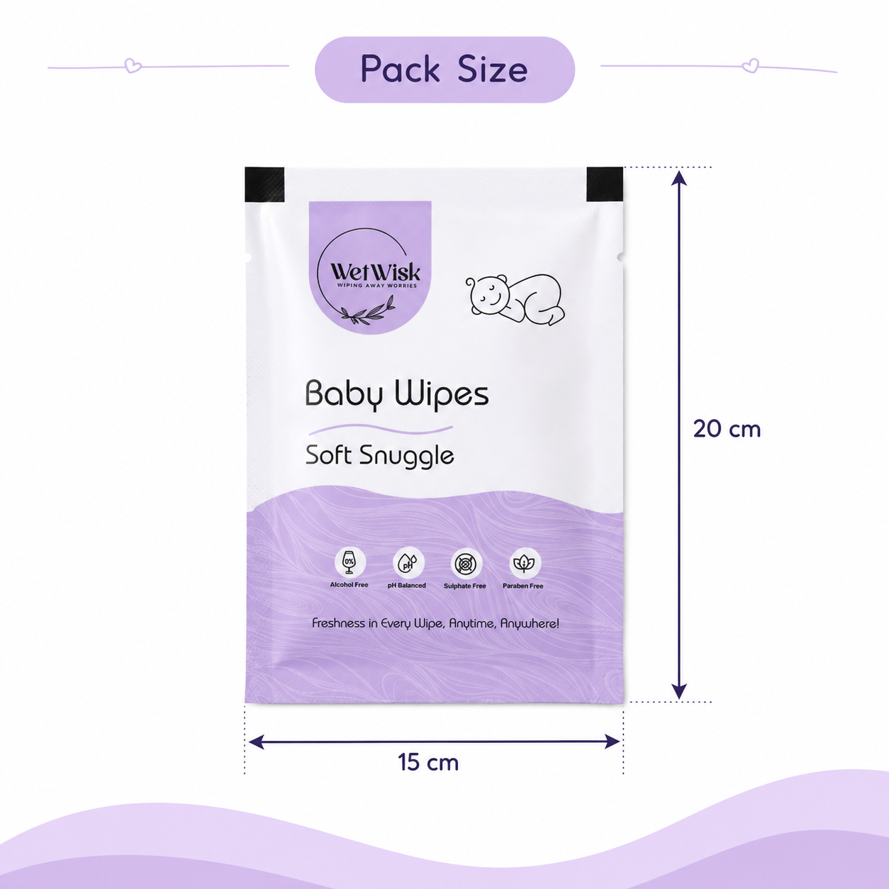 Baby wipes size dimensions 15x20cm