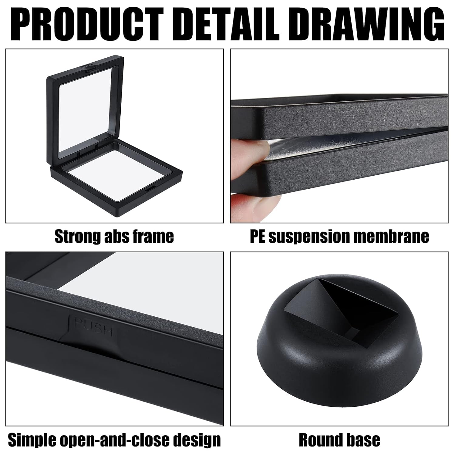 Jewellery display box showing floating effect of rings and pendants