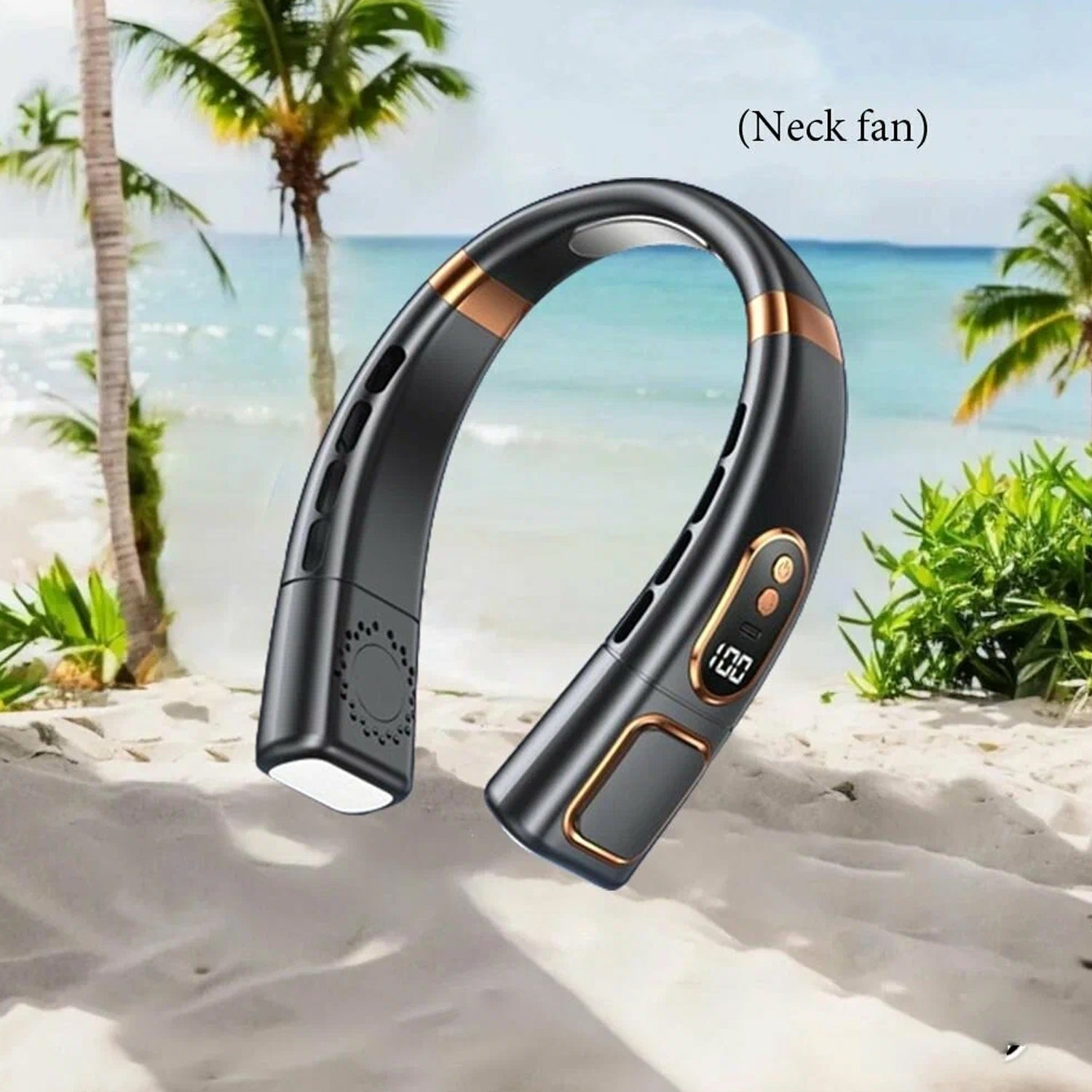 Premium USB Rechargeable Fashion Neck Fan with Digital Display (1 Pc)