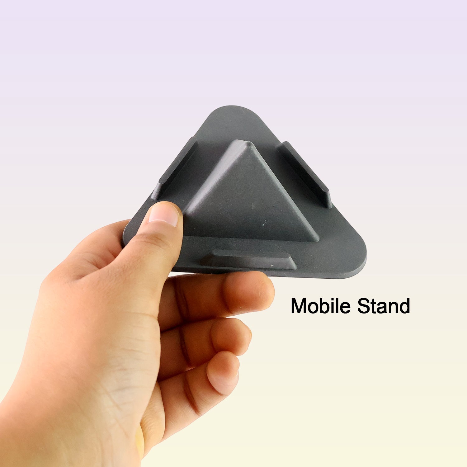 Grey Pyramid Mobile Stand side view