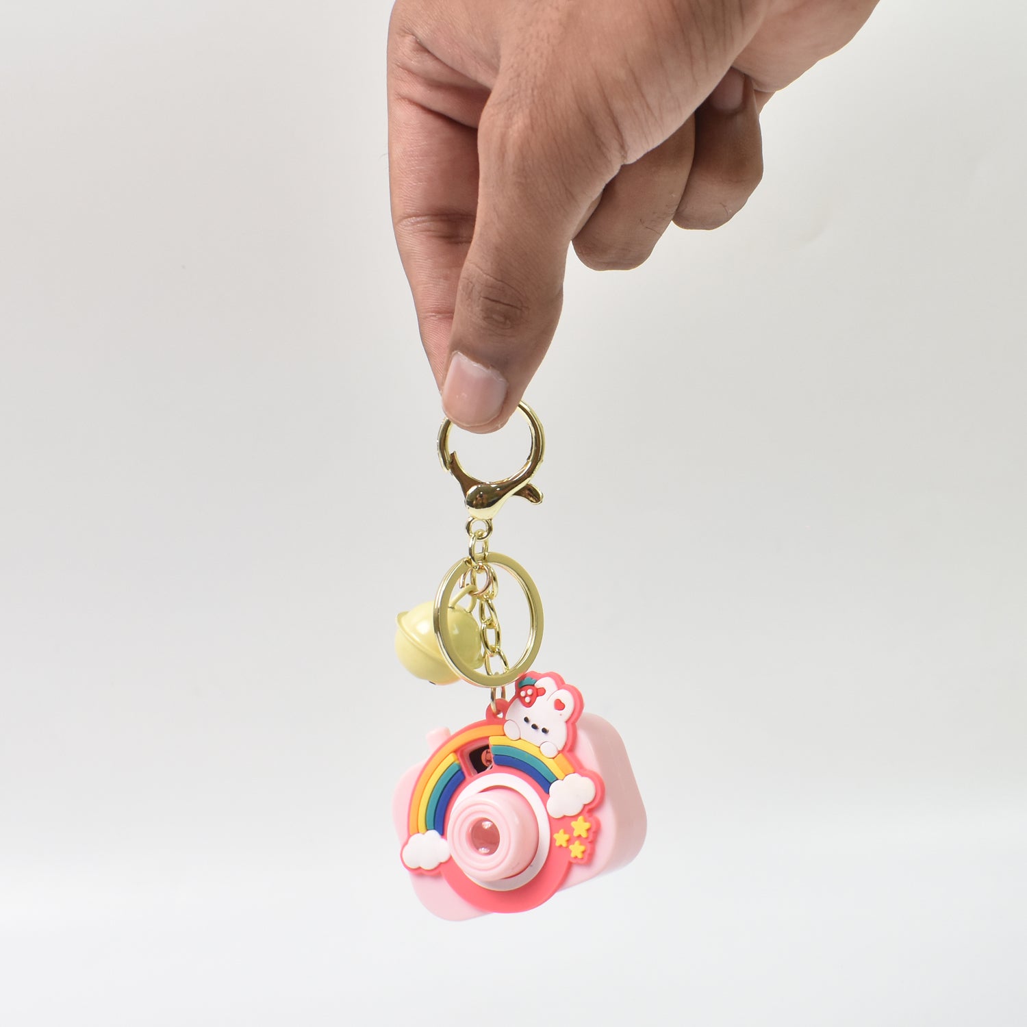 Colorful projective camera keychain close-up image