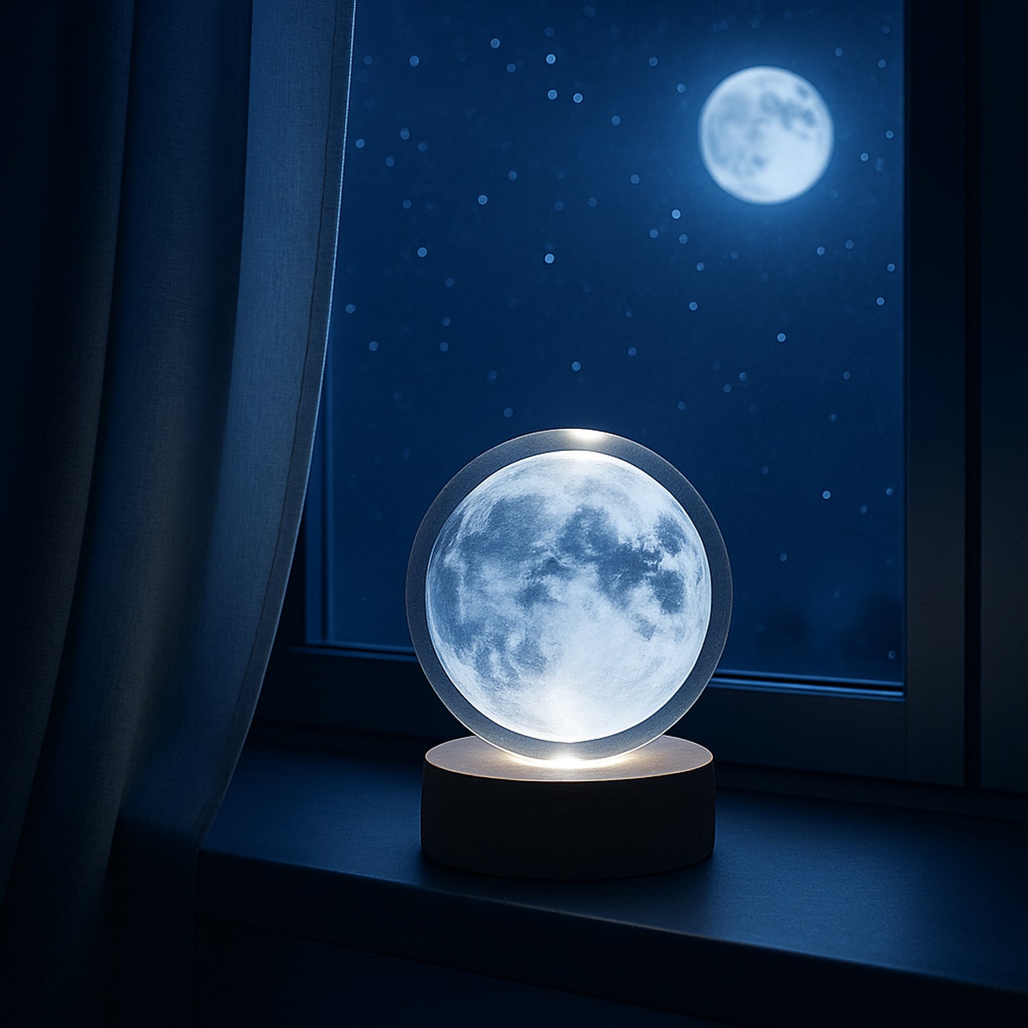 Top view of 3D Crystal Ball Lamp with base illumination