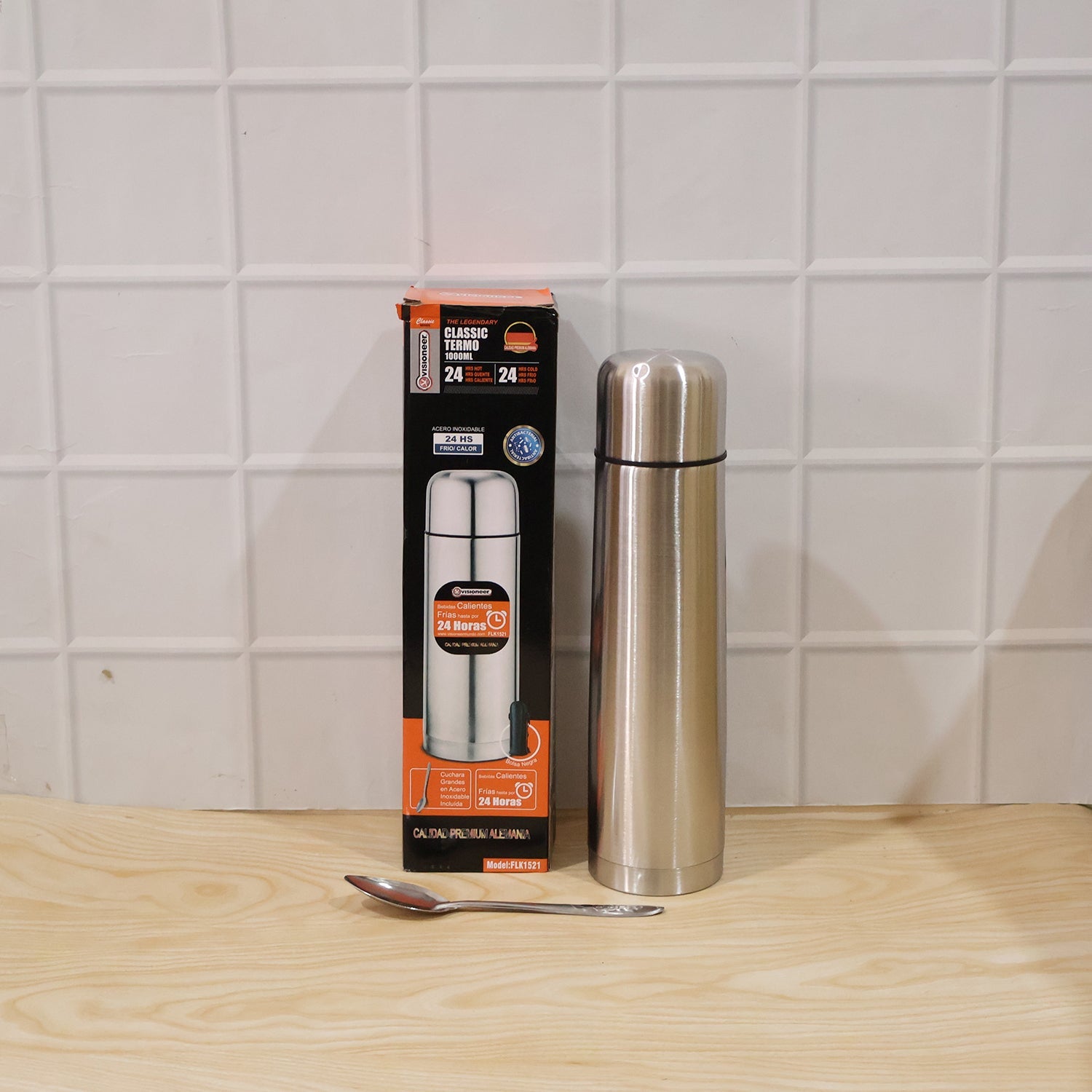 Premium Stainless Steel Vacuum Flask With Spoon(1000 ML)