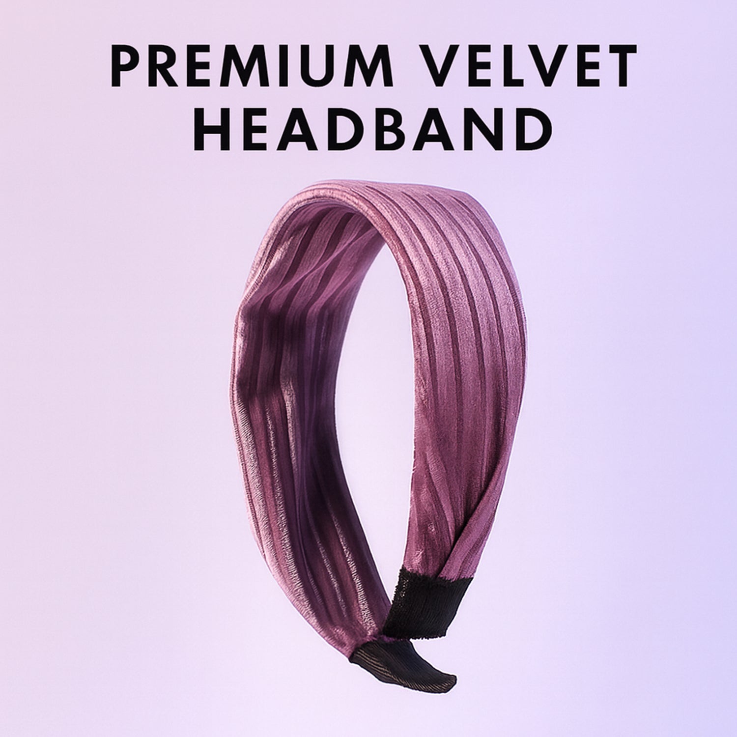 Woman using a ribbed knot hairband for makeup & styling