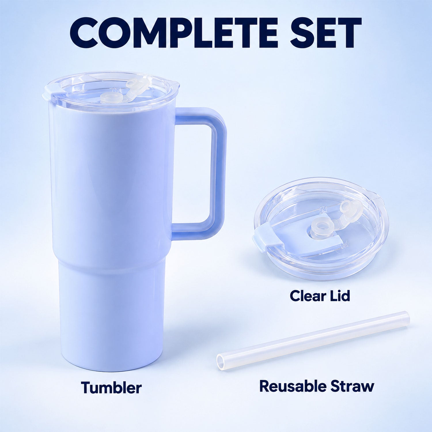 750 ml travel tumbler on a table with other travel essentials