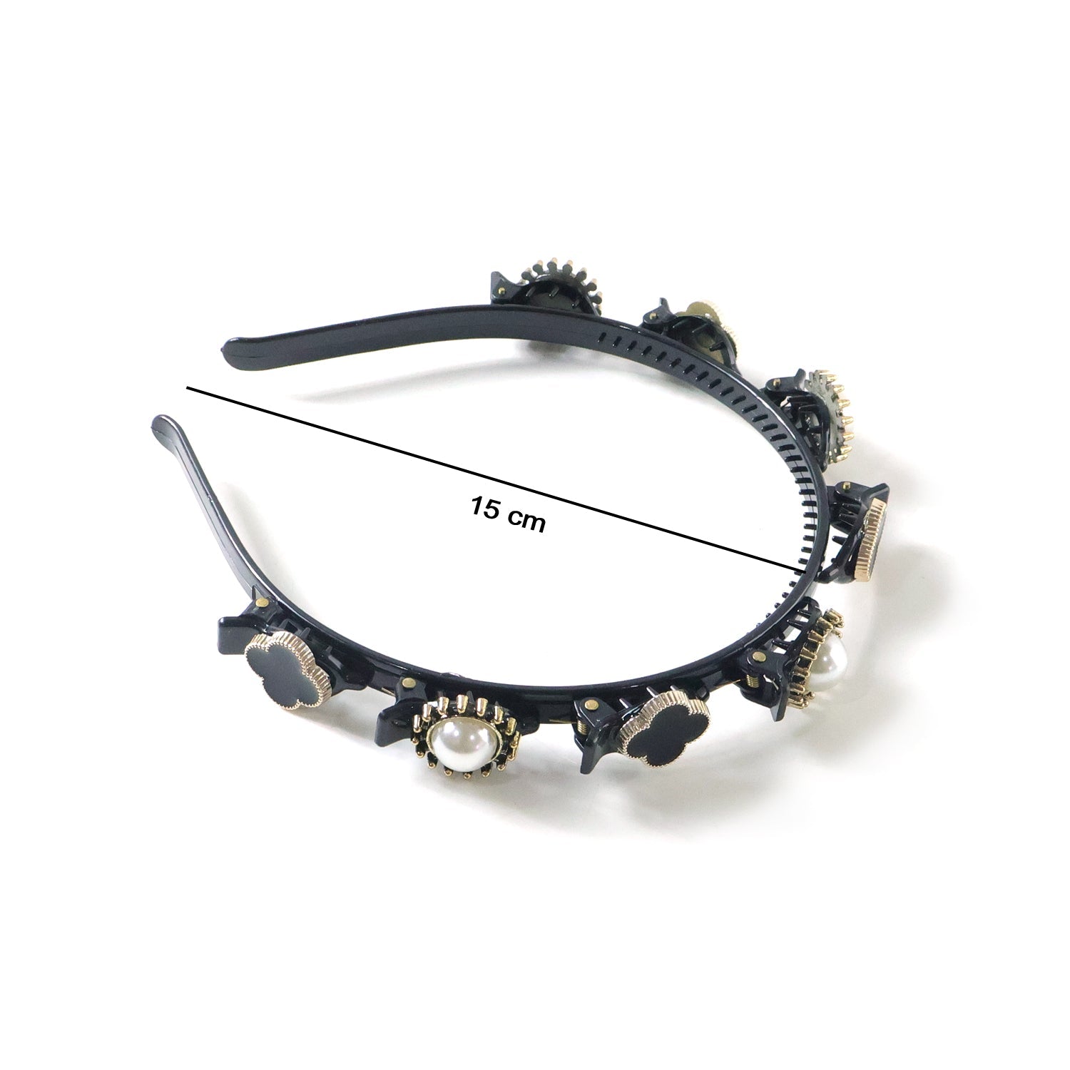 Premium Decorative Headband Stylish Black & Gold Finish Hair Band (1 Pc)