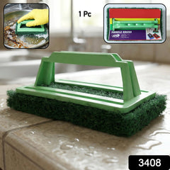 Scrubber brush cleaning bathroom tile corner