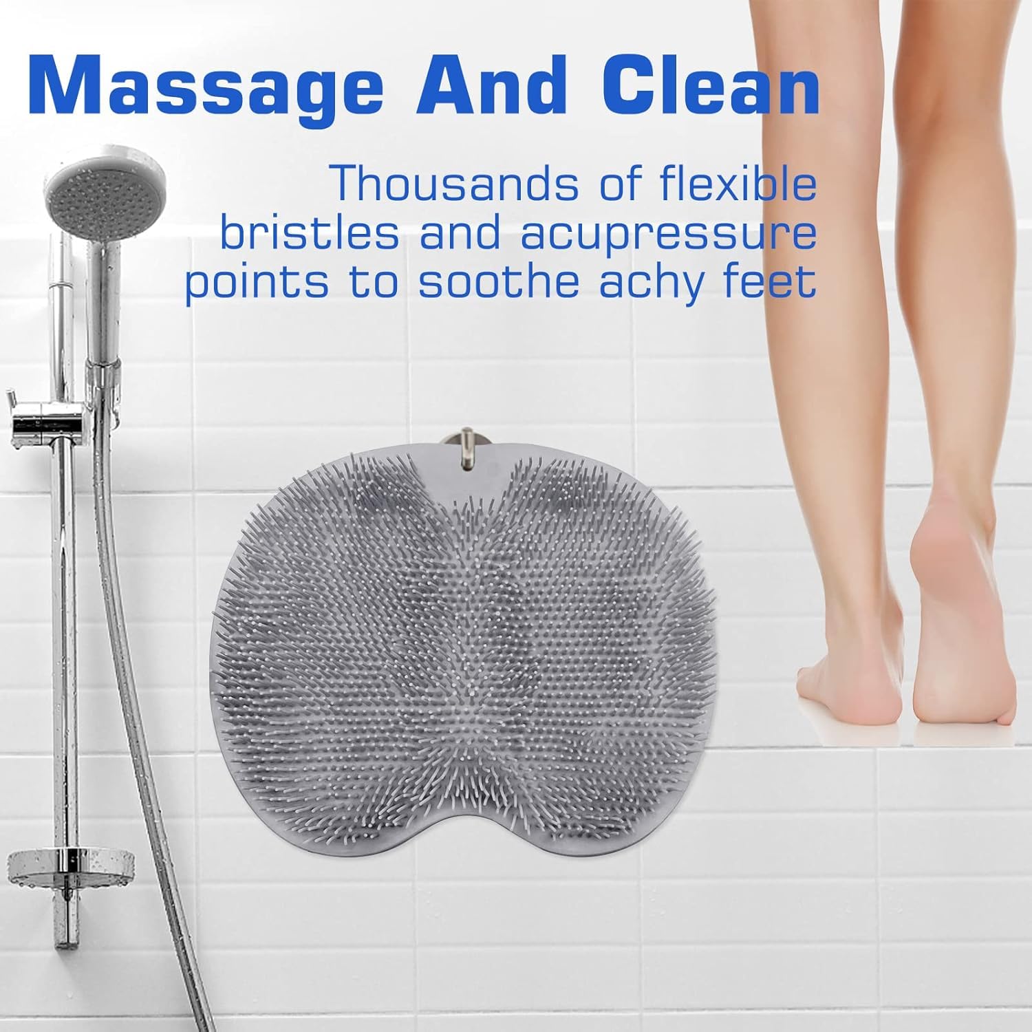 Silicone Bathroom Foot Cleaning Scrubber Mat (1 Pc, 27x20 Cm)