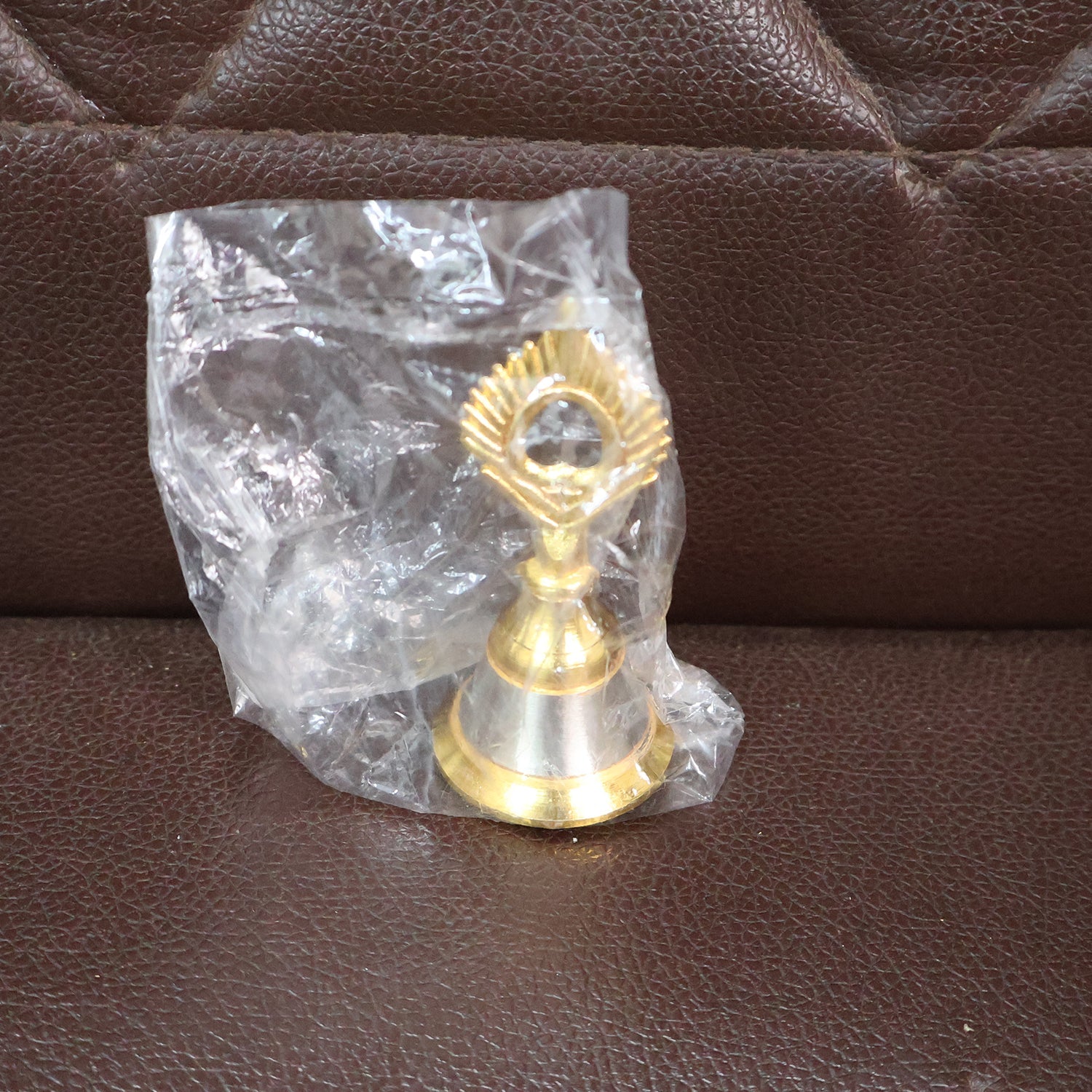 Brass and steel temple ghanti enhancing pooja decor