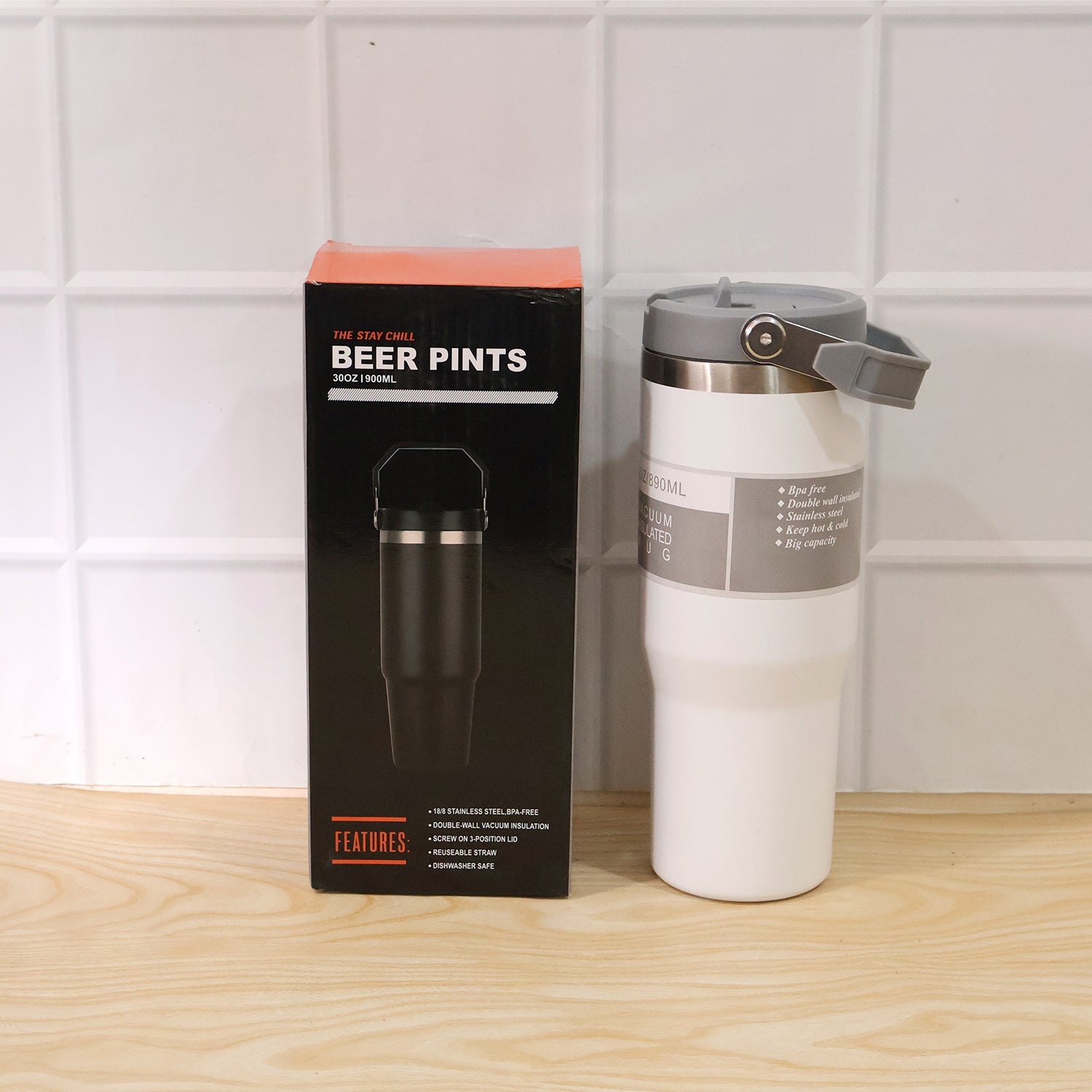 Premium Vacuum Insulated Stainless Steel Tumbler Mug (1 Pc, 890 ML)