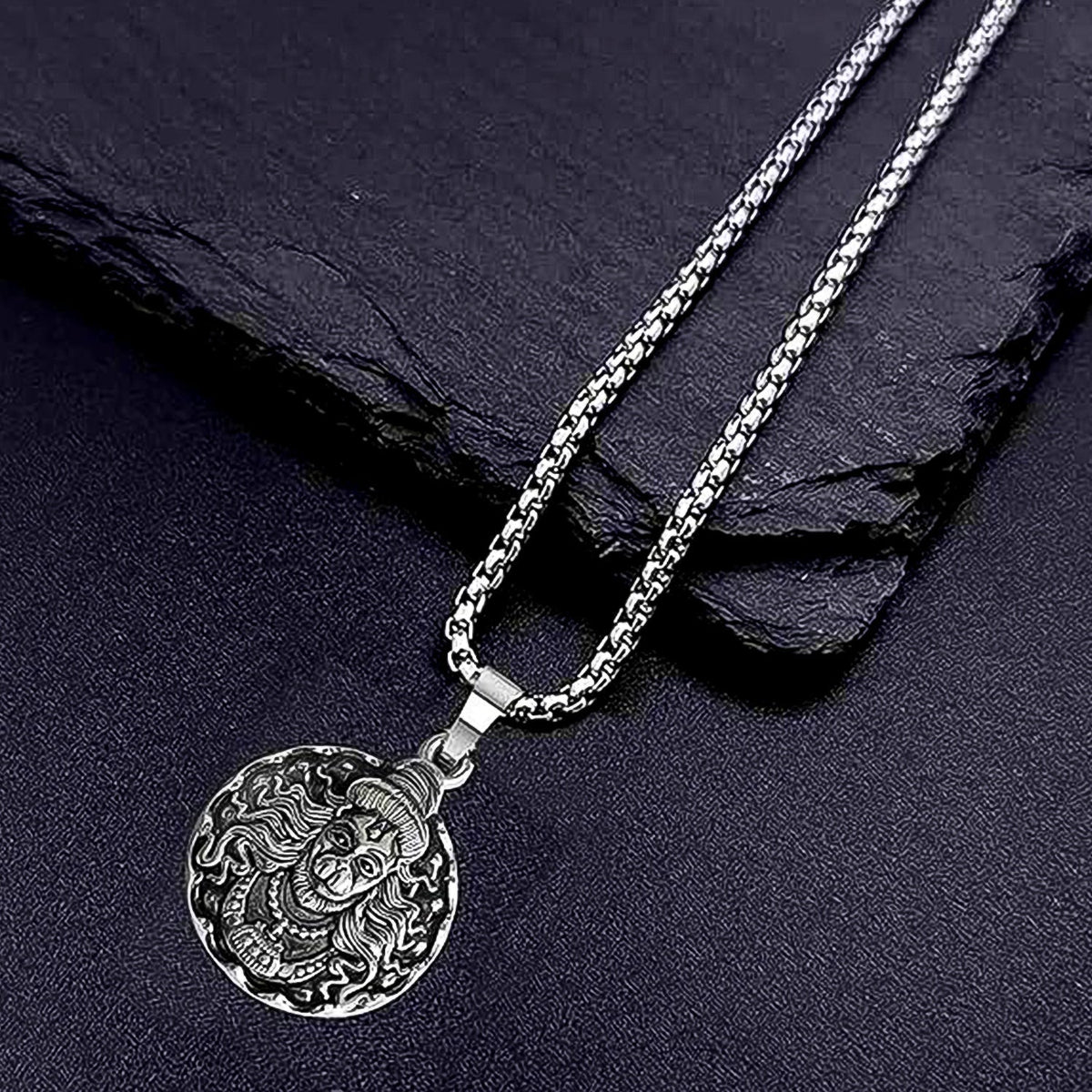 Hanuman Locket with Silver Chain Pendant
