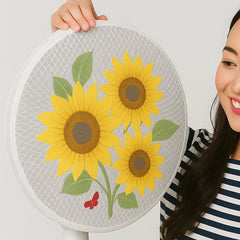 Sunflower mesh fan cover on ceiling fan