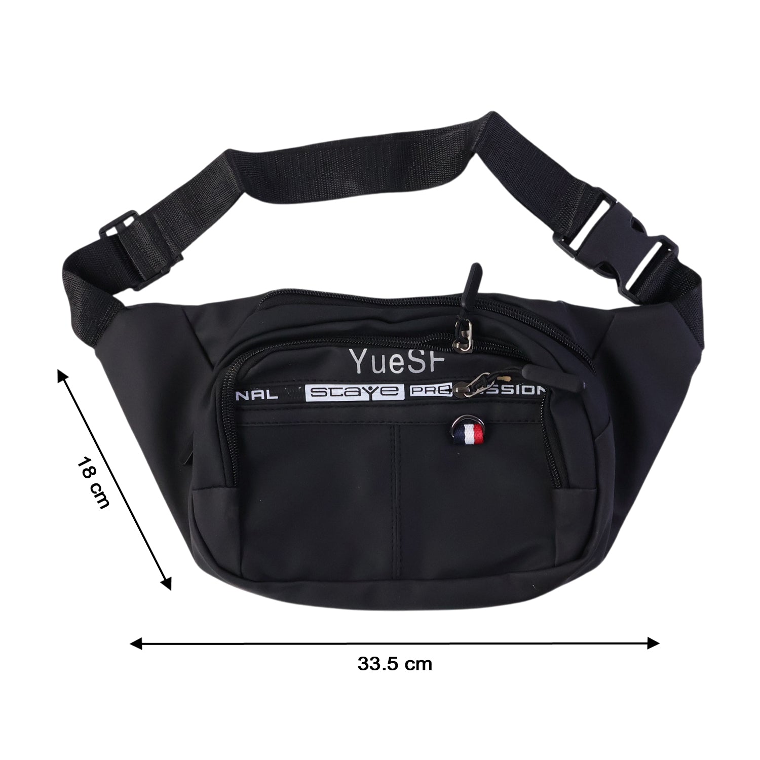 Stylish Multi-Pocket Black Waist Bag / Fanny Pack (1 Pc)