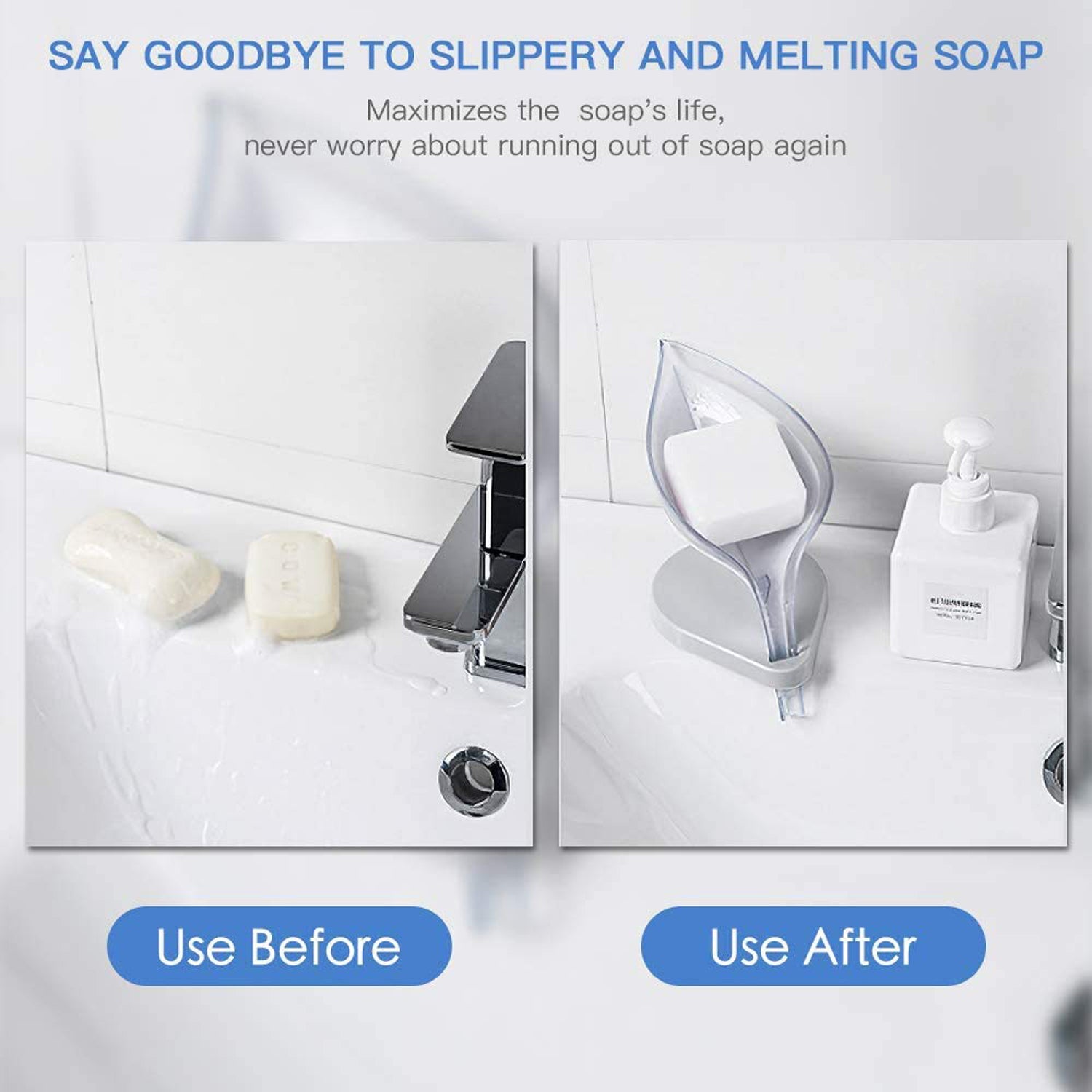 Leaf Shape Soap Dish Holder with Drain for Bathroom & Kitchen Use