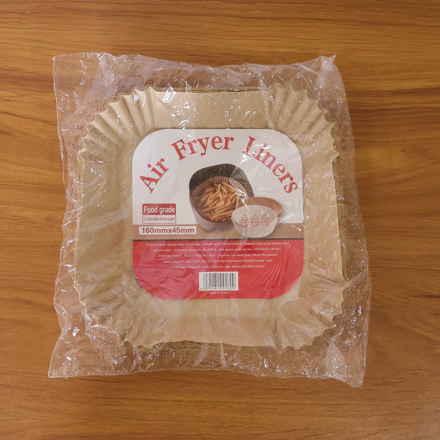 Square Disposable Paper Air Fryer Liners (50 Pc Pack, 160x45 mm)