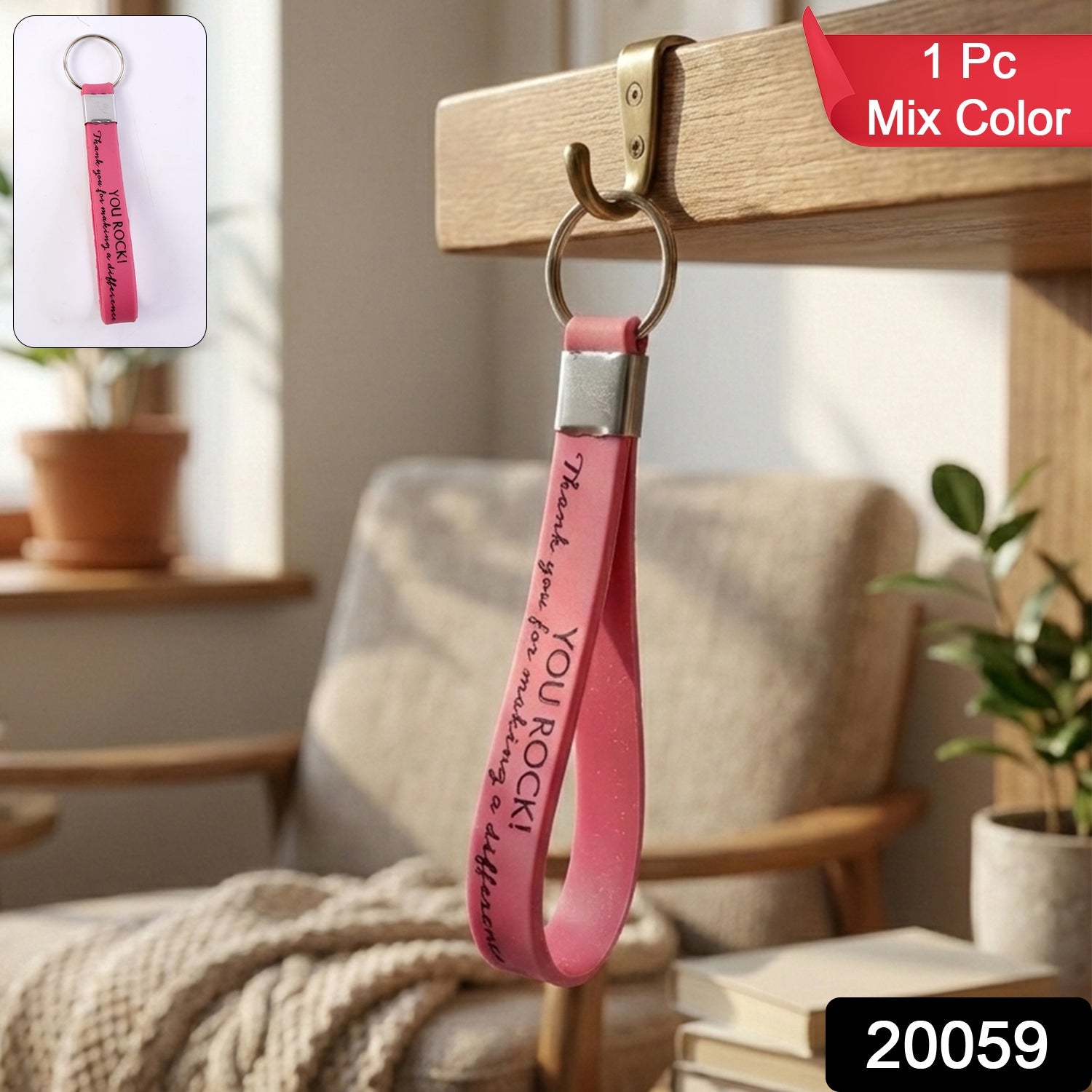 Motivational Silicone Wrist Strap Keychain (1 Pc, Mix Color)