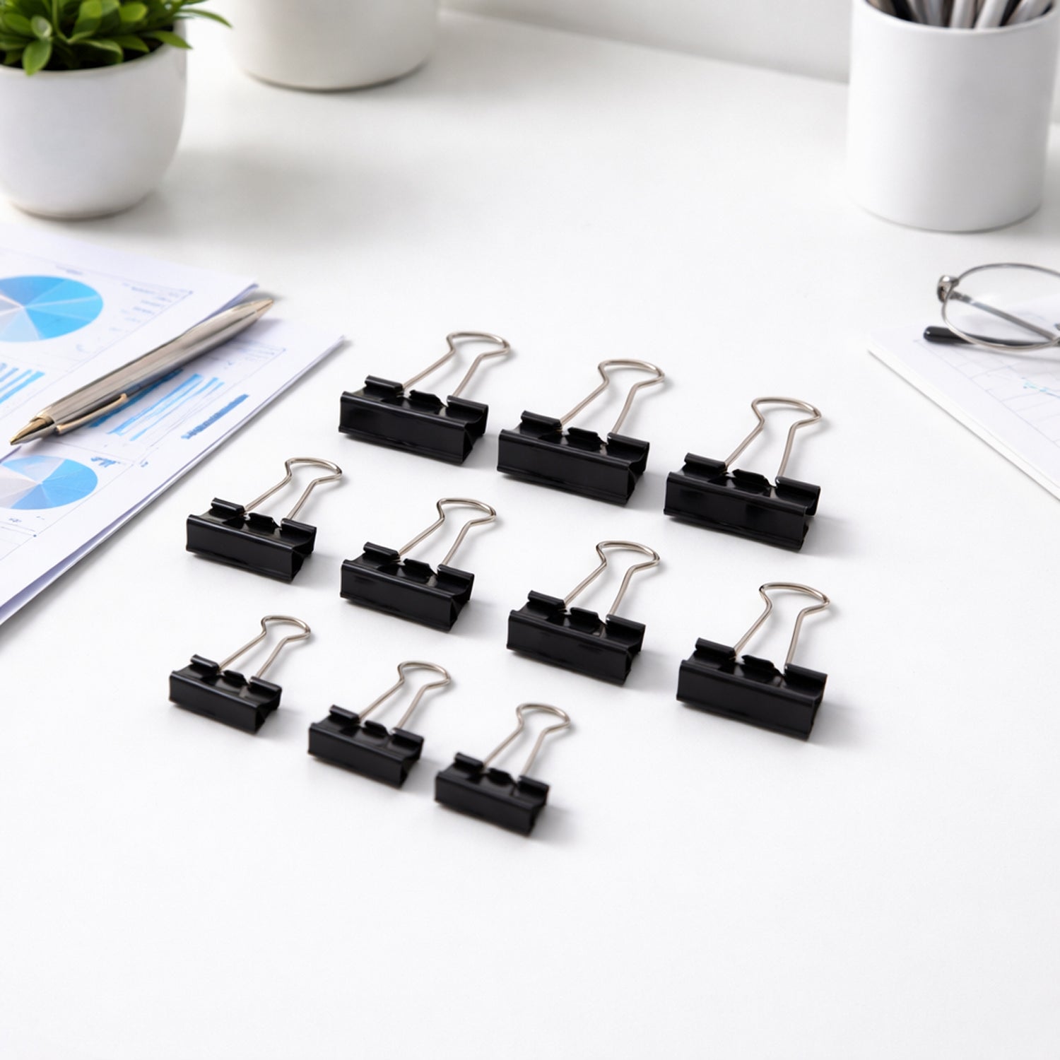 Strong Black Binder Clips (10 Pc )