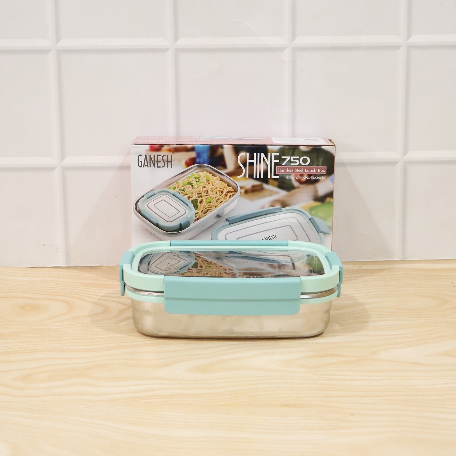 Ganesh Shine 750 Stainless Steel Lunch Box Set  with Small Side Container (1 Set)