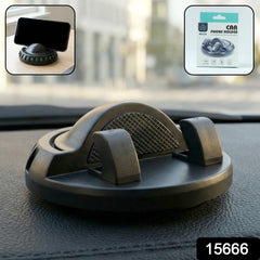 The car phone holder displaying a smartphone with its adjustable angle.