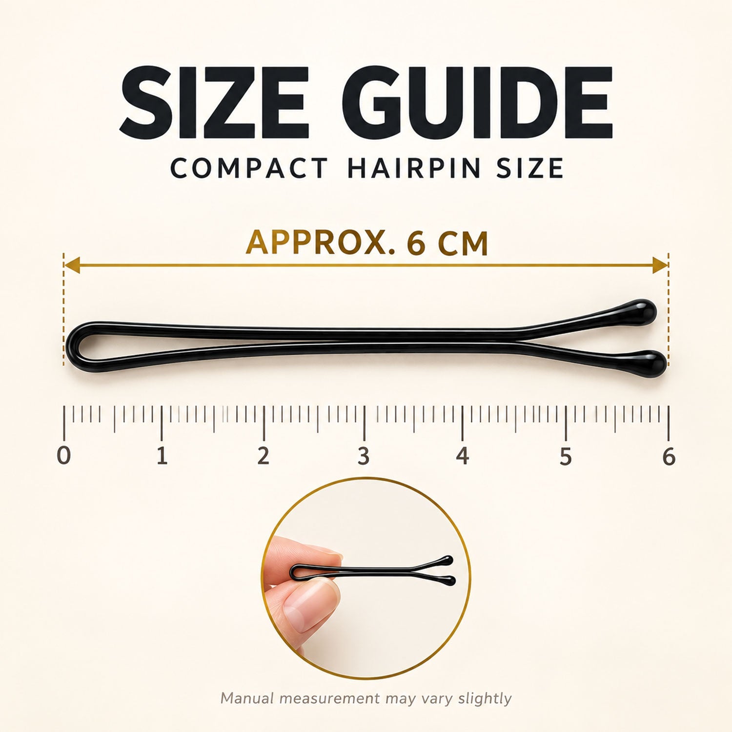 A black bobby pin with smooth rounded tips and a sleek finish is highlighted on a brown background.