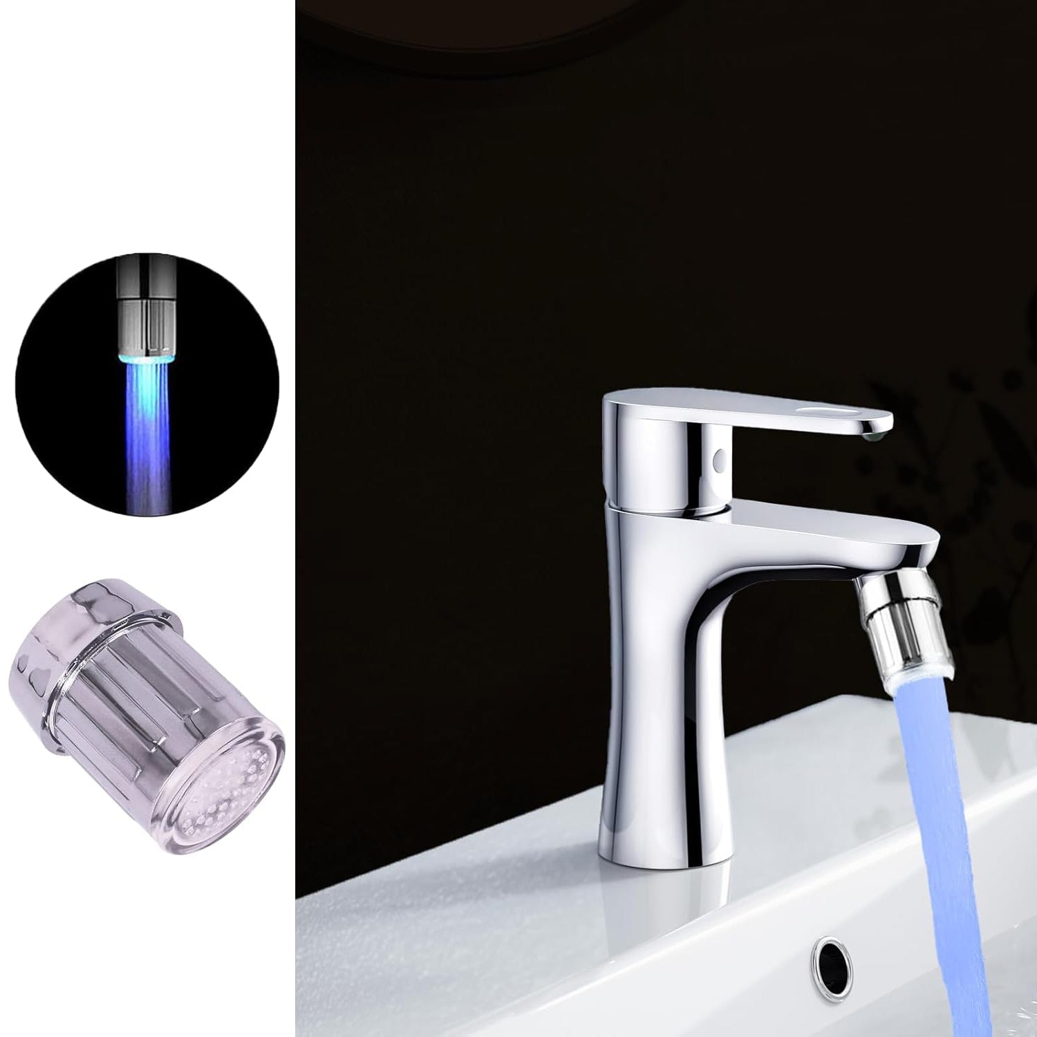 Multi Colors Changing LED Light Stream Faucet Tap Adapter (1 Pc)