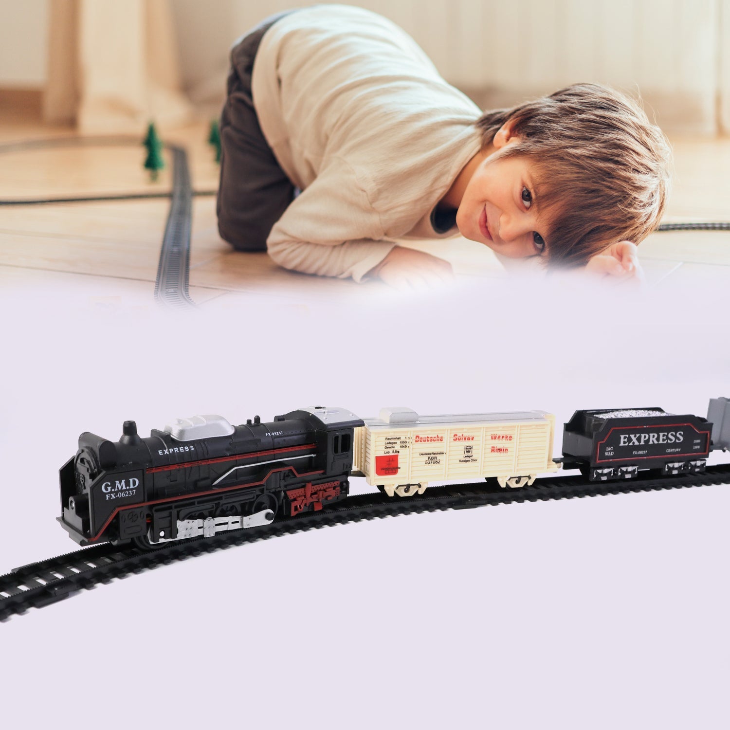 Toy Train Set for Kids, Battery Operated Train with Track Set