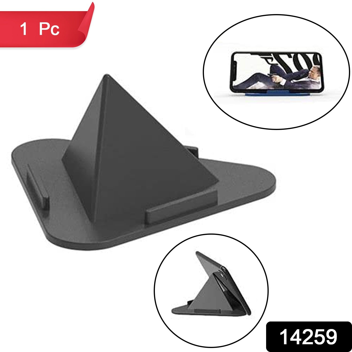 Black Pyramid Mobile Stand angled view