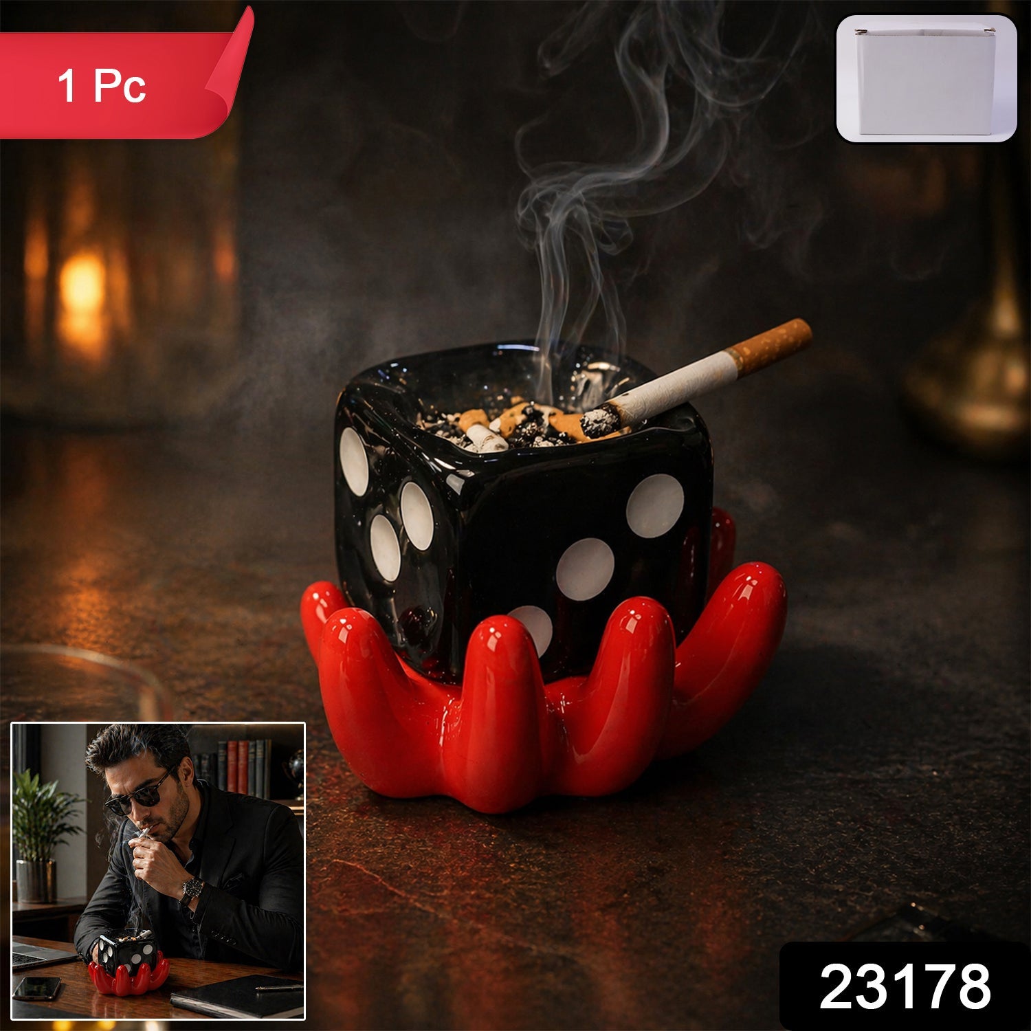 luxury dice inspired ceramic ashtray smoking tray