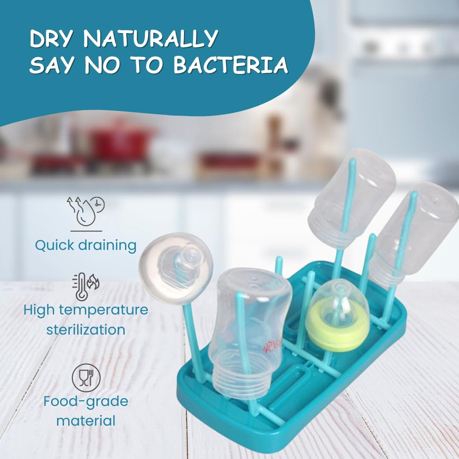 Baby bottle drying rack with multiple holders