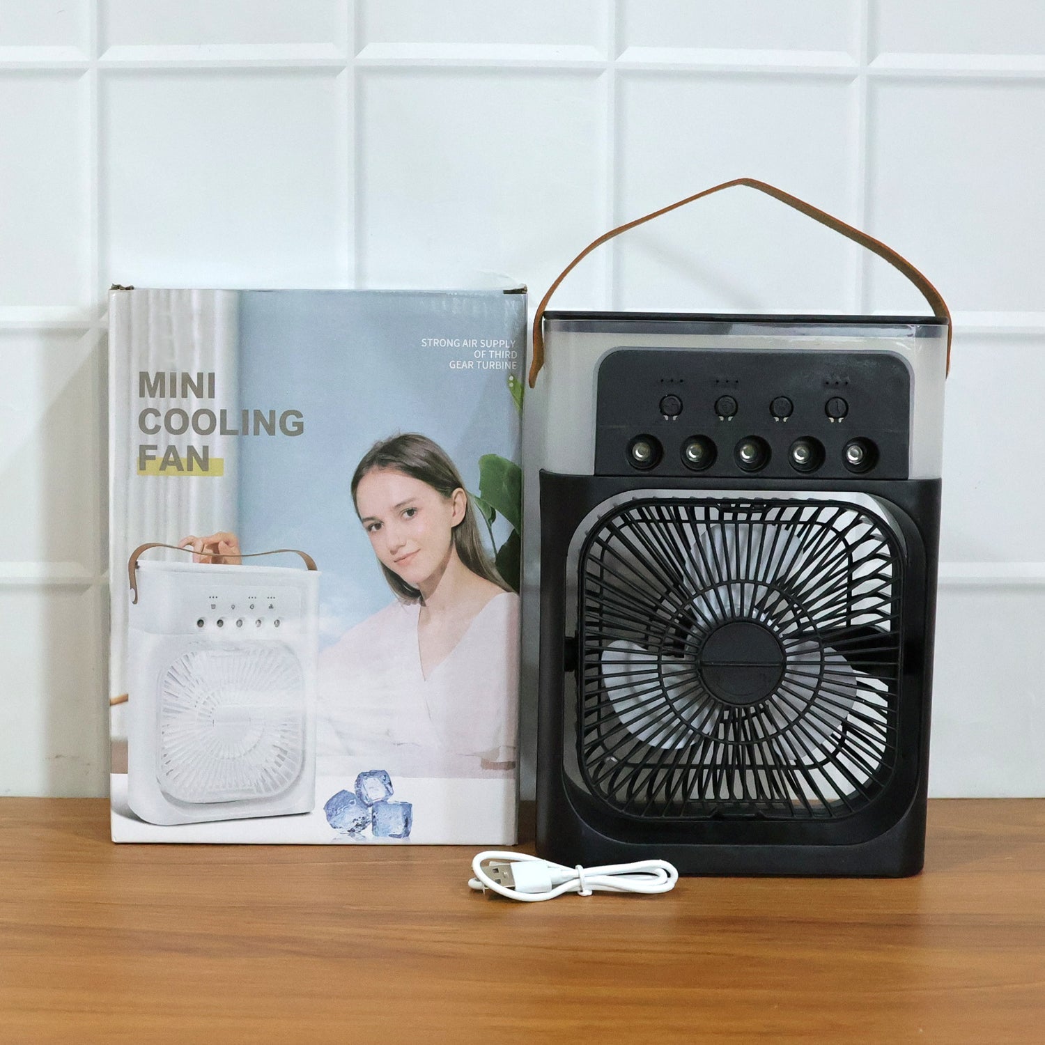 DeoDap Portable Air Cooler Fan with 7-Color Light â€“ Personal AC Fan - alternative angle