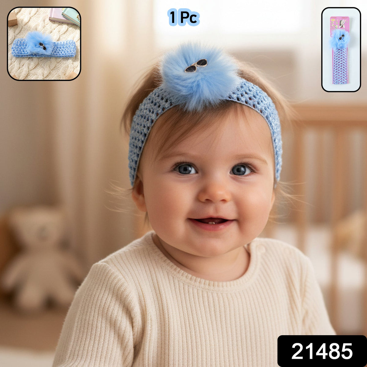 Baby Girl Hair Band soft elastic pom pom headband