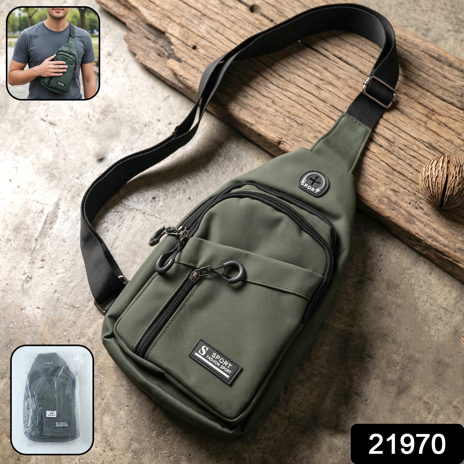 Durable Waist Bag Zipper Crossbody Sling Bag (1 Pc)