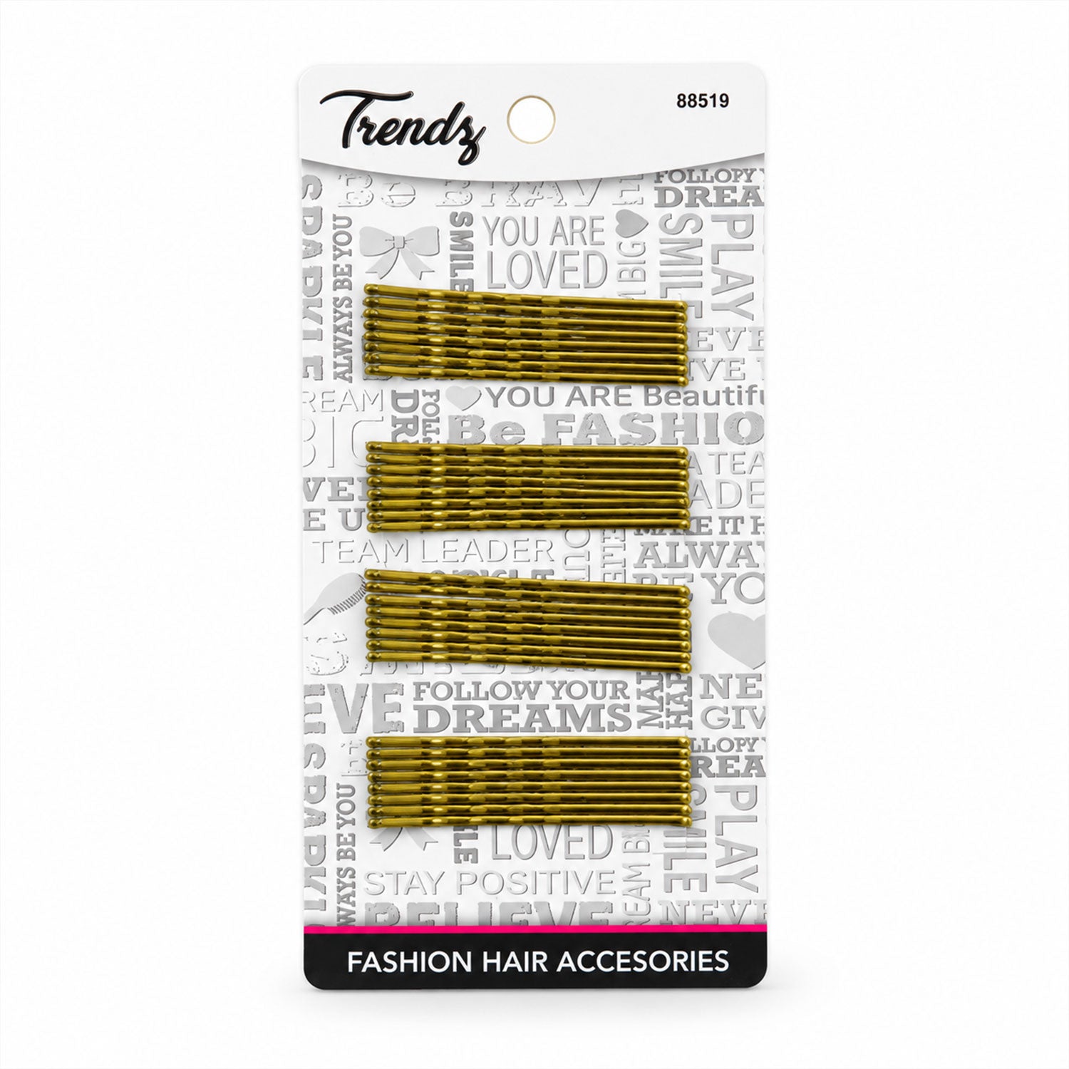 Gold hair pins white bg