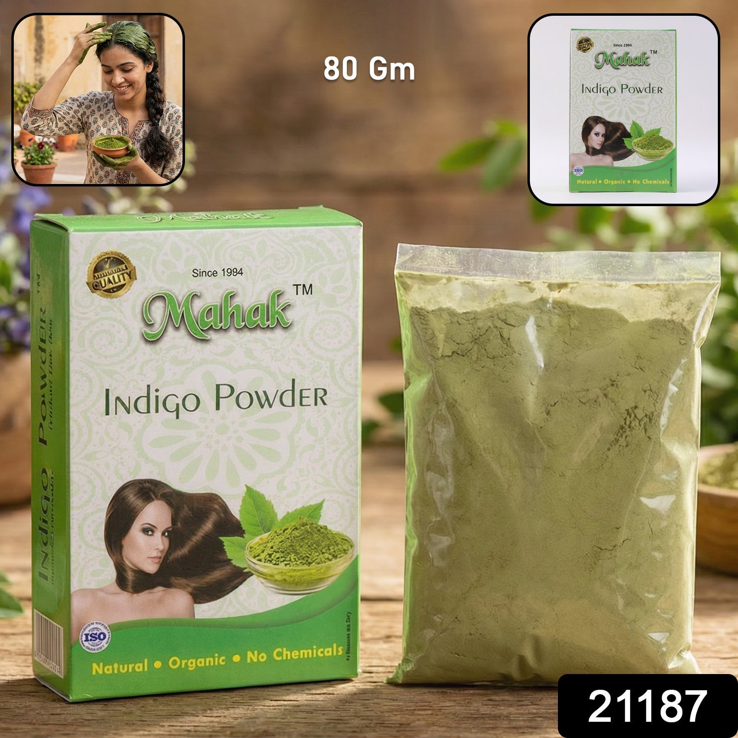 Natural Indigo Powder for Traditional Hair Care – 80 gm