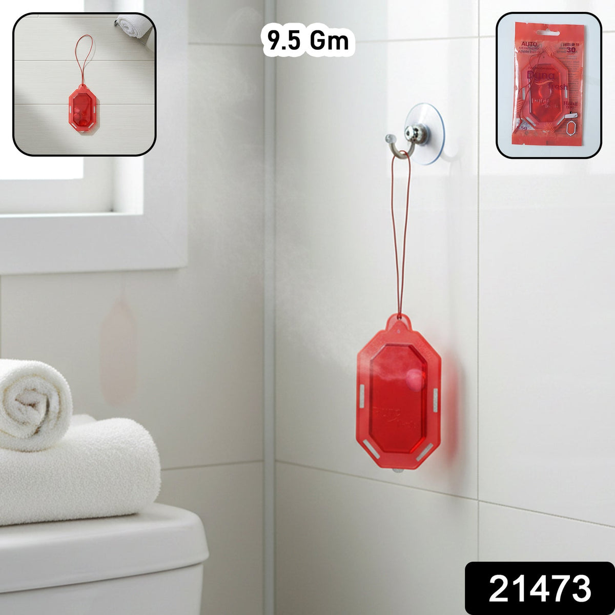 Apple Berry hanging gel air freshener in a bathroom