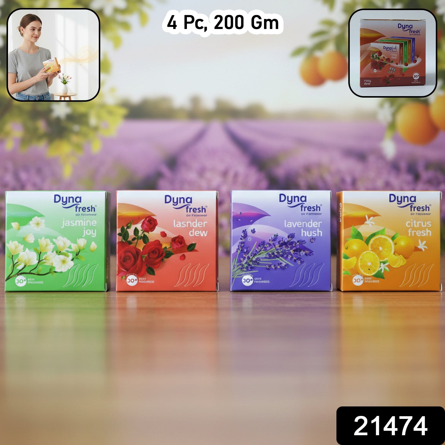 Mix Fragrance Air Freshener Combo (4 Pc, 200Gm, 50Gm Per Pkt)