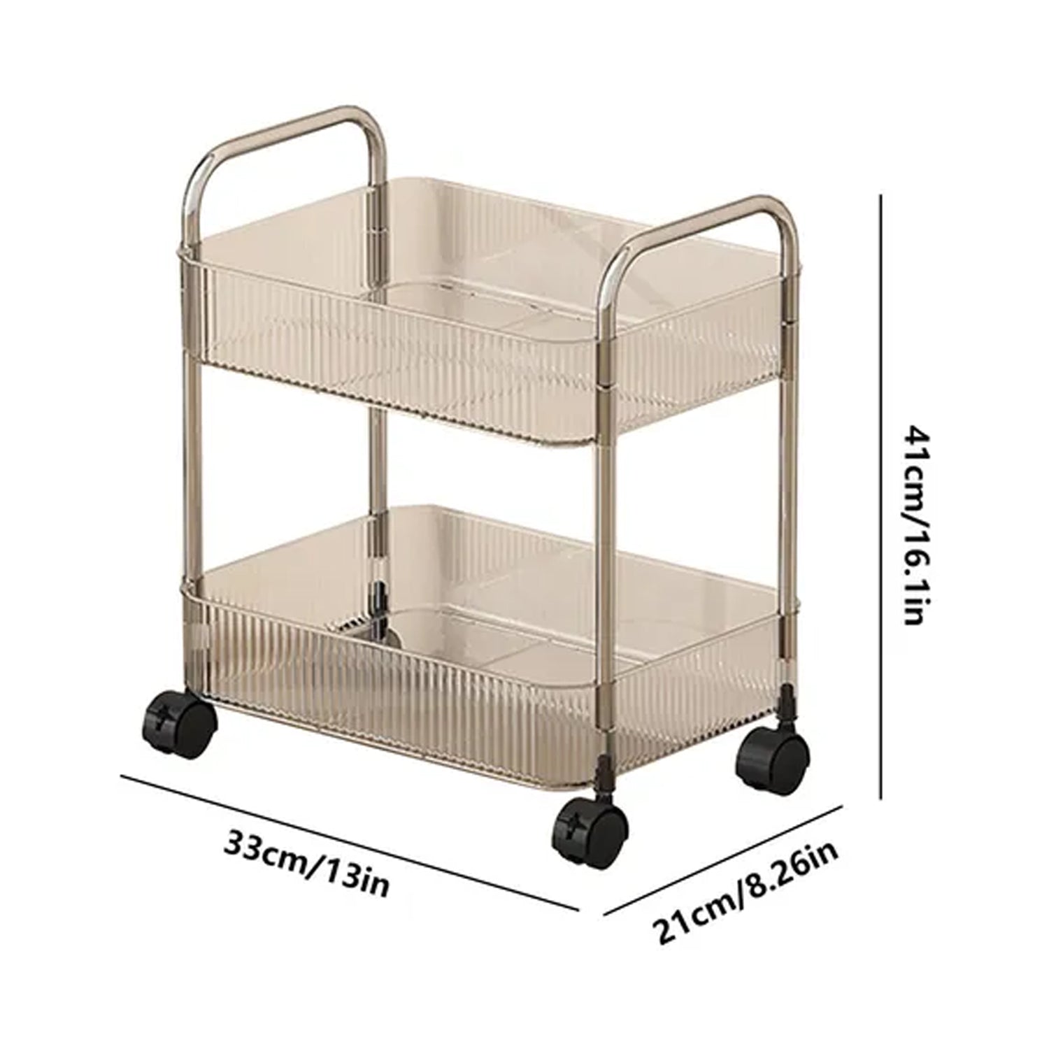 2 Layer Multipurpose Storage Trolley with Wheels (1 Pc)