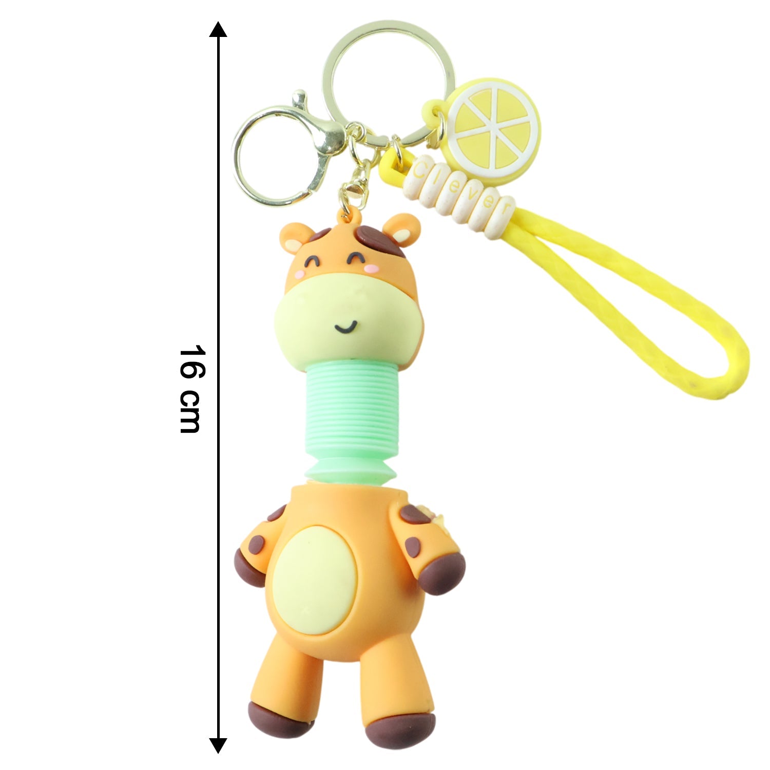 Side view of giraffe cartoon keychain