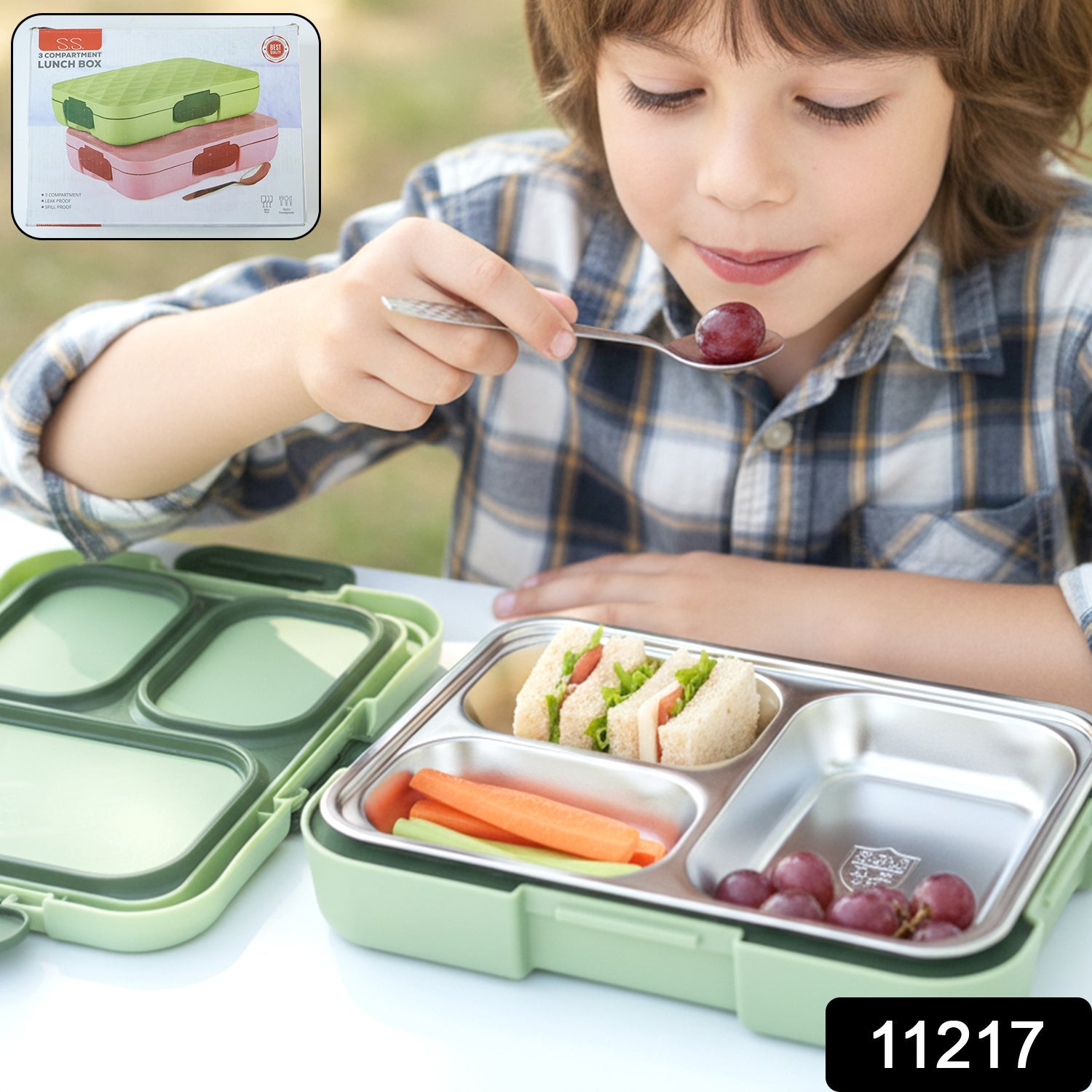 Fresca Stainless Steel 3 Compartment Lunch Box (1 Pc)