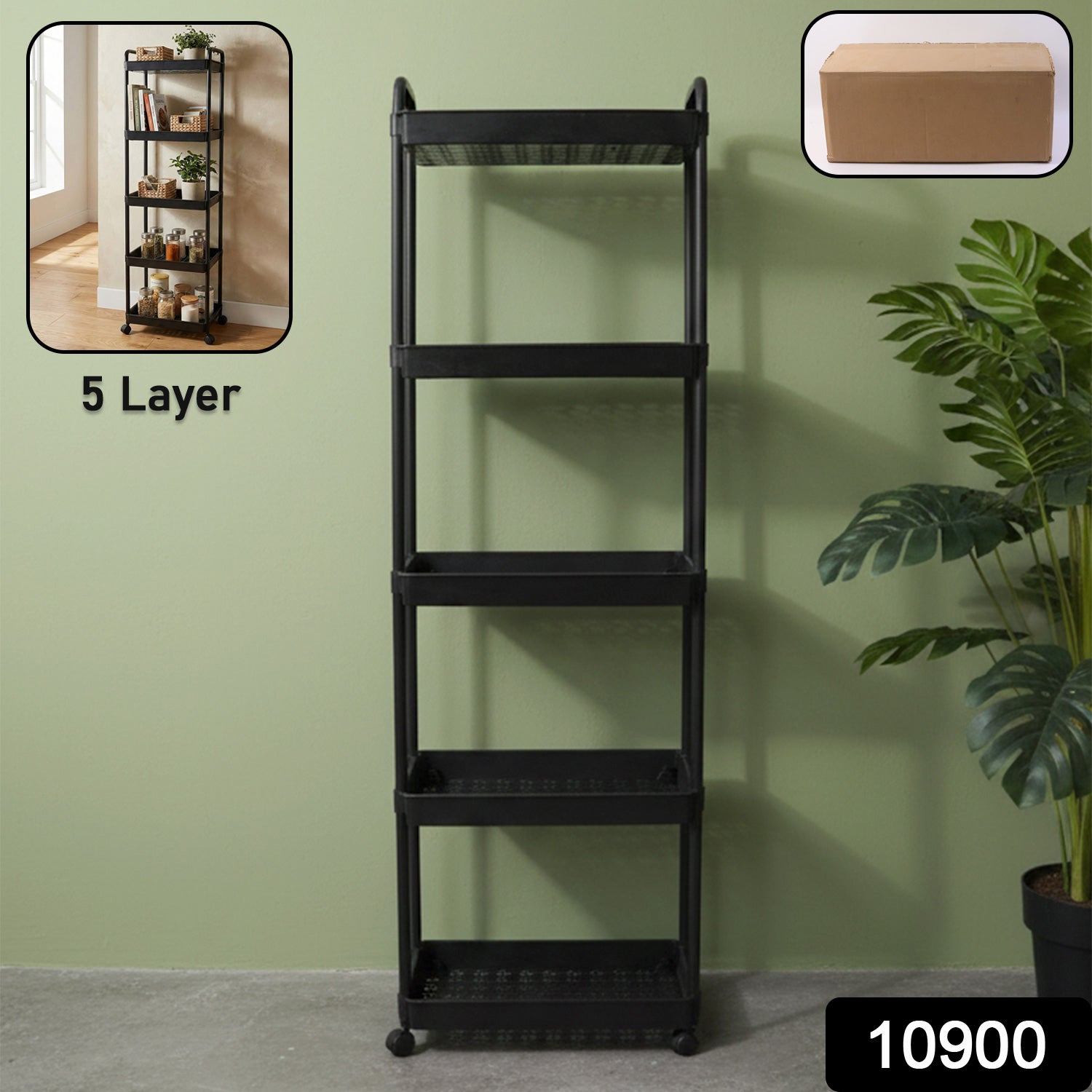 5 Layer Multipurpose Rolling Storage Rack (1 Pc)