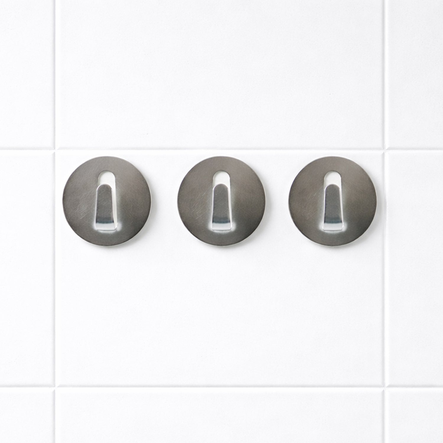 Reusable stainless steel adhesive hooks in silver finish