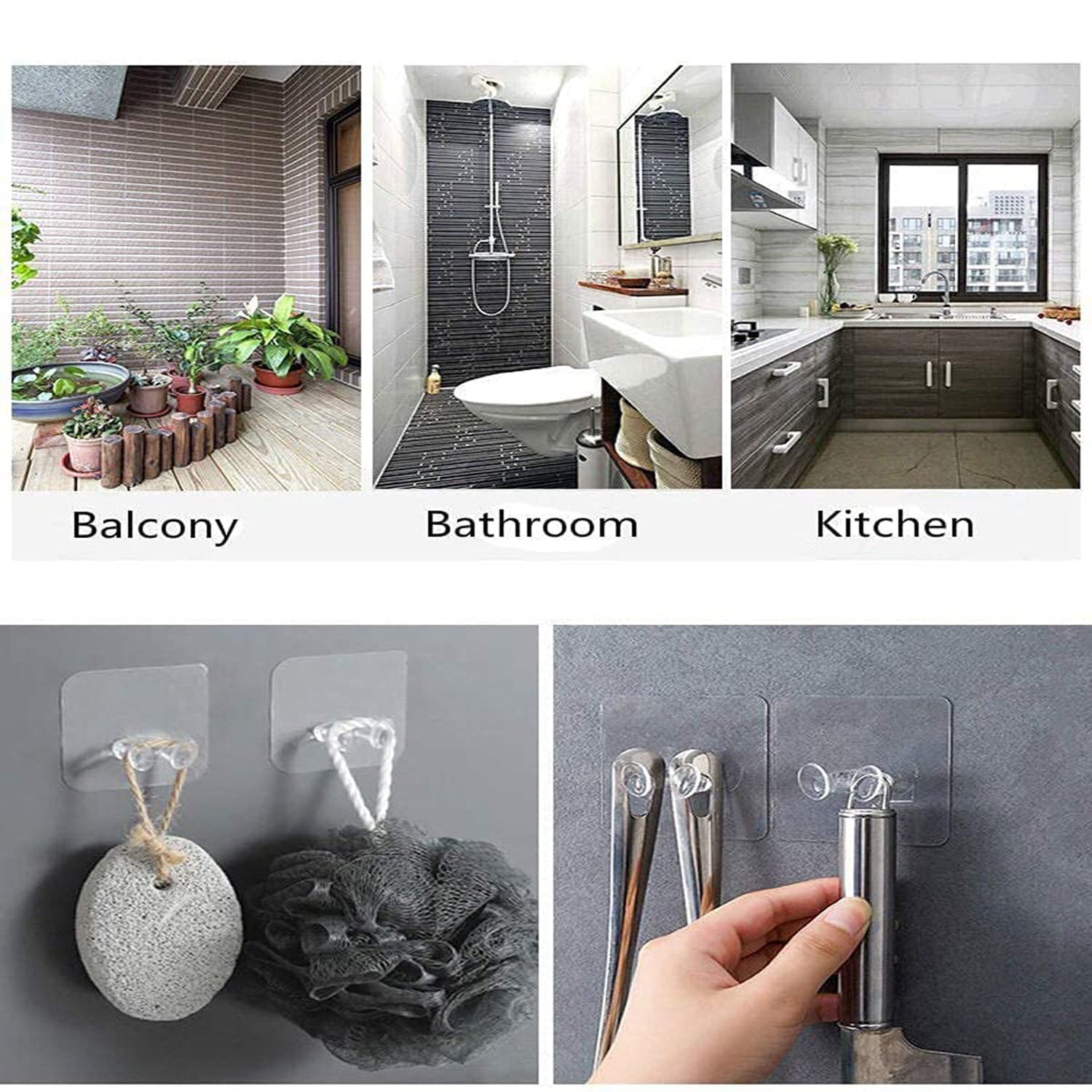 Adhesive hooks home storage