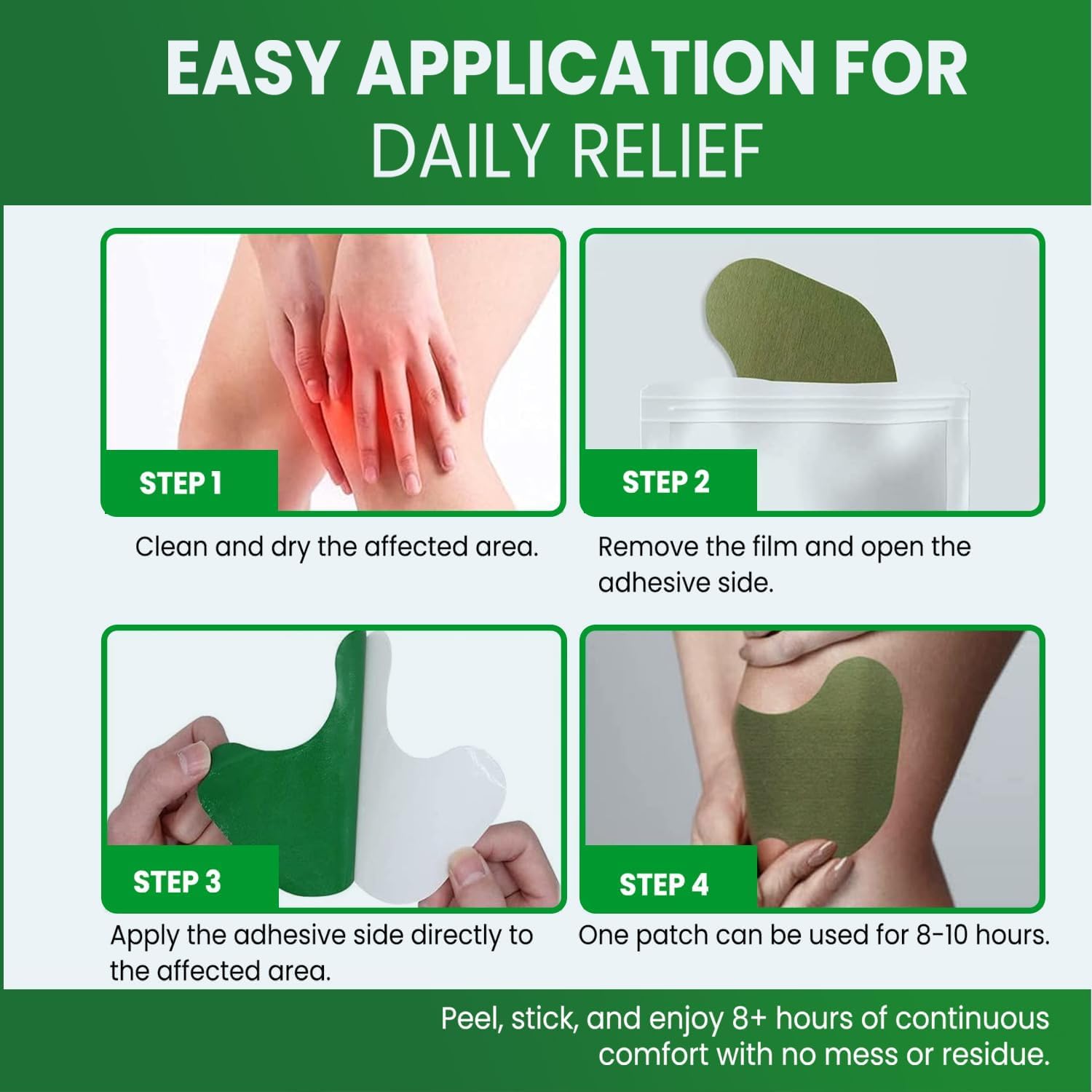 Knee Relief Patch Set – Herbal-Infused Adhesive Patches (10 Pc Set)